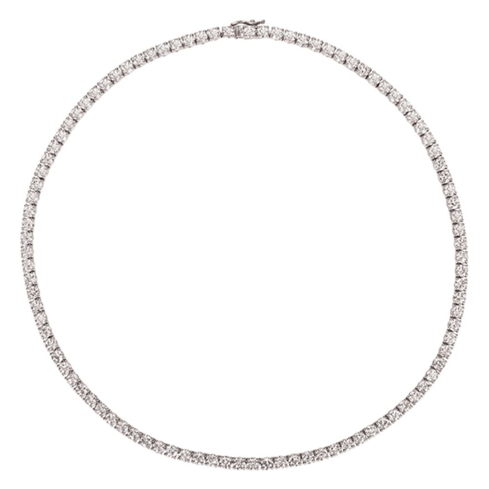 30.10 Carat Natural Diamond Tennis Necklace G SI 14K White Gold 16'' 86 stones